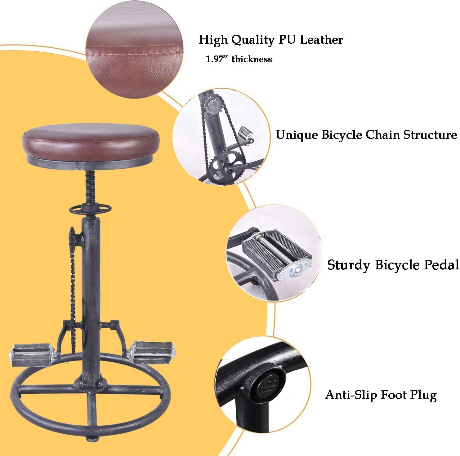 3 Piece Retro Pub Bar Set with Adjustable Height