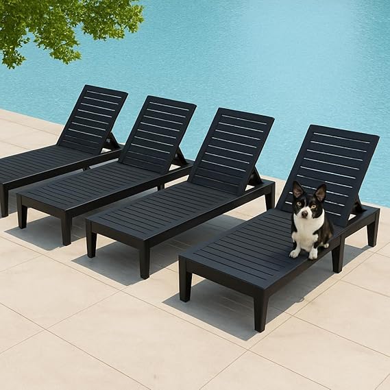 Outdoor Chaise Lounge Chairs Set of 2 - 5-Position Adjustable