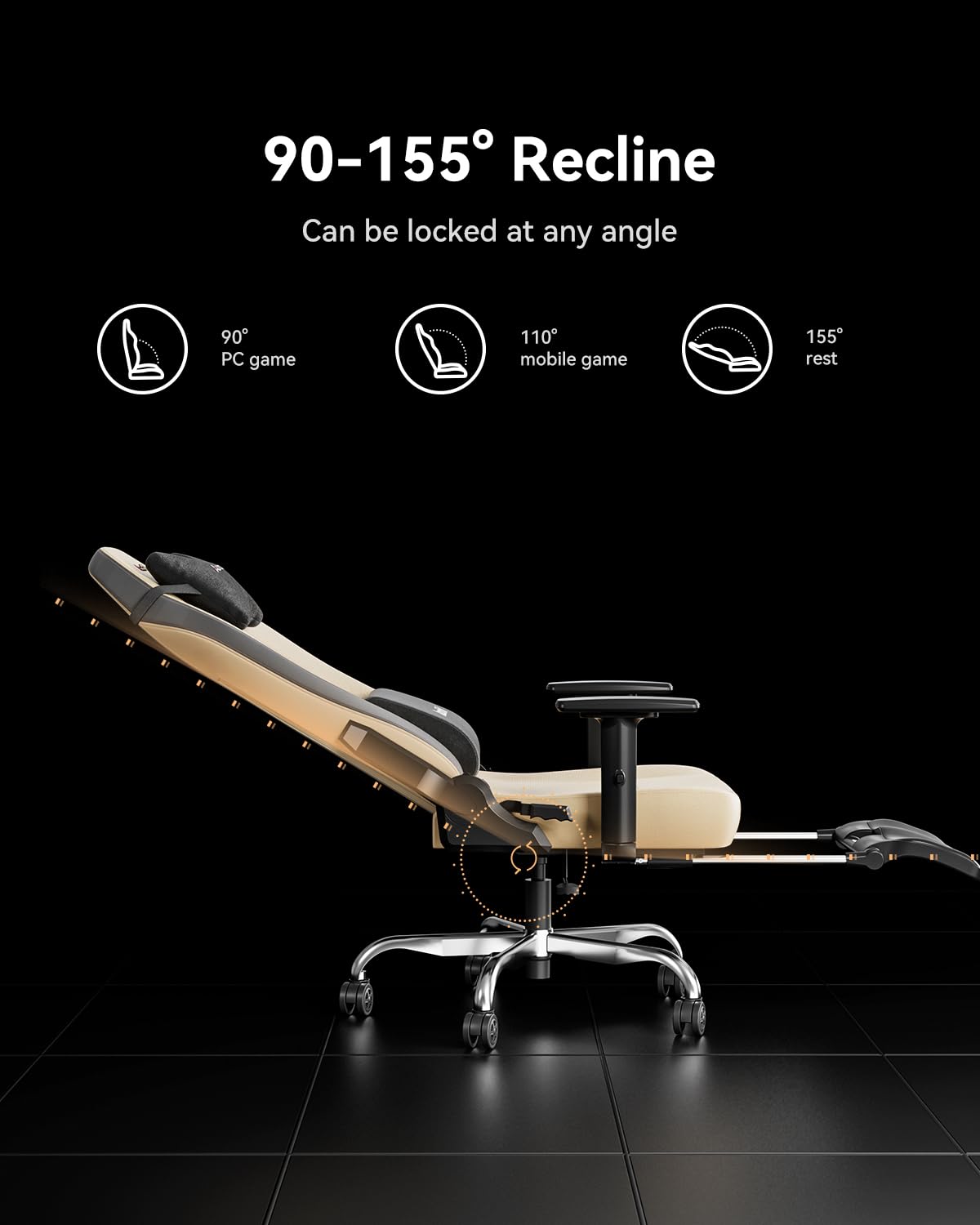 Ergonomic Gaming Chair with Lumbar Support and Footrest