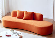 90" Curved Velvet Sofa with Throw Pillows