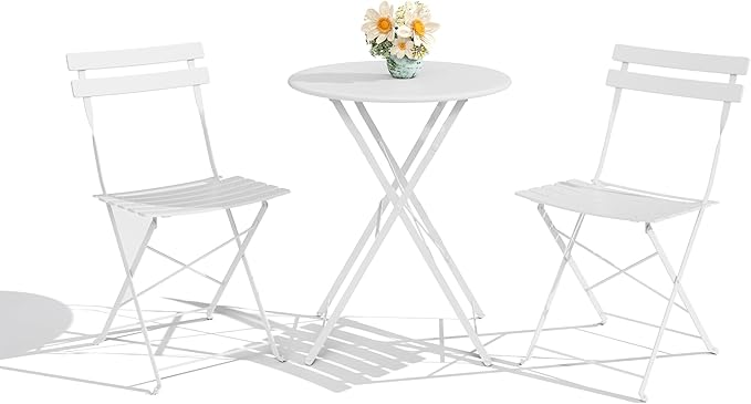 3-Piece Folding Bistro Set - Outdoor Patio Table and Chairs
