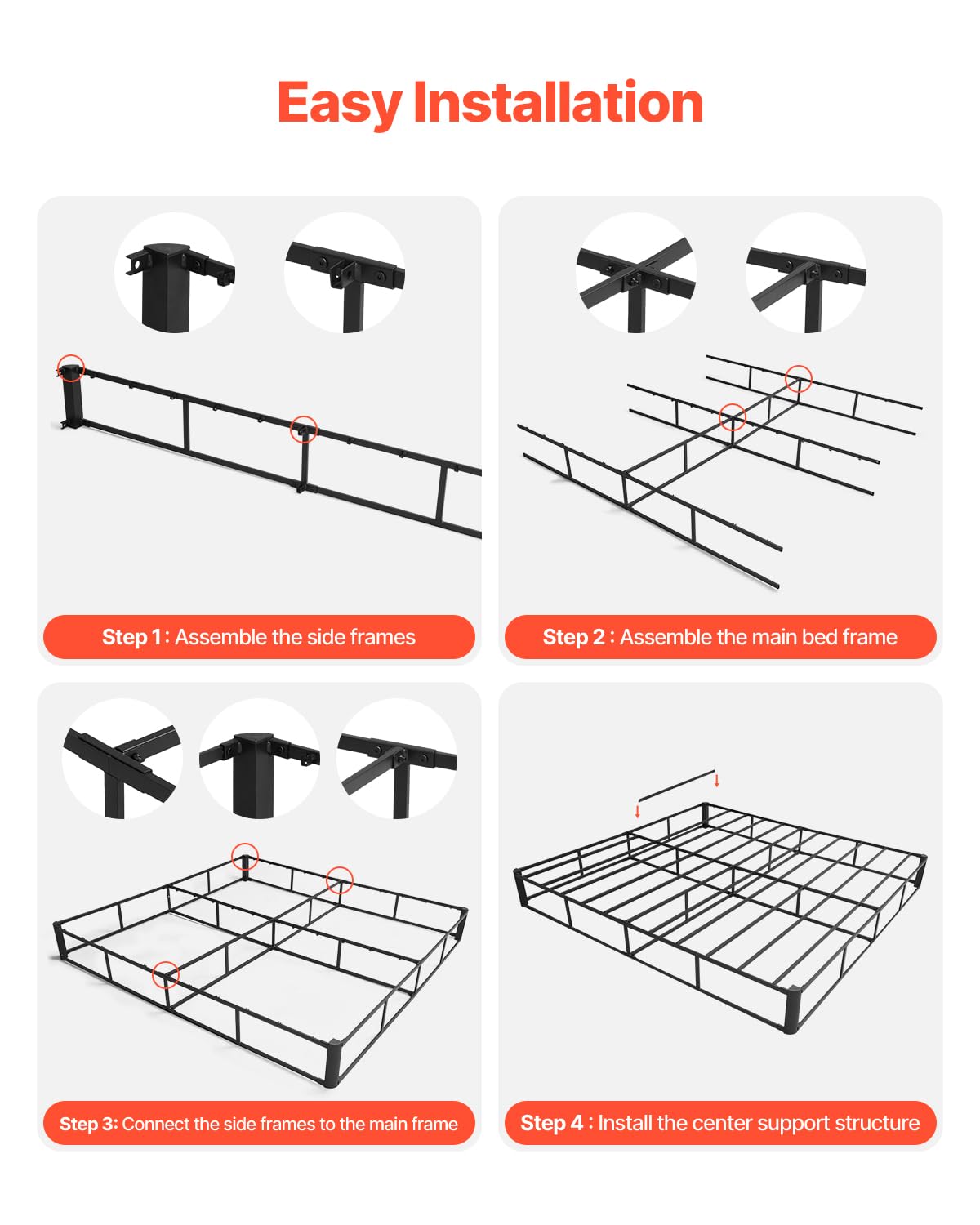 Box Spring Queen Size Bed Frame with Washable Fabric