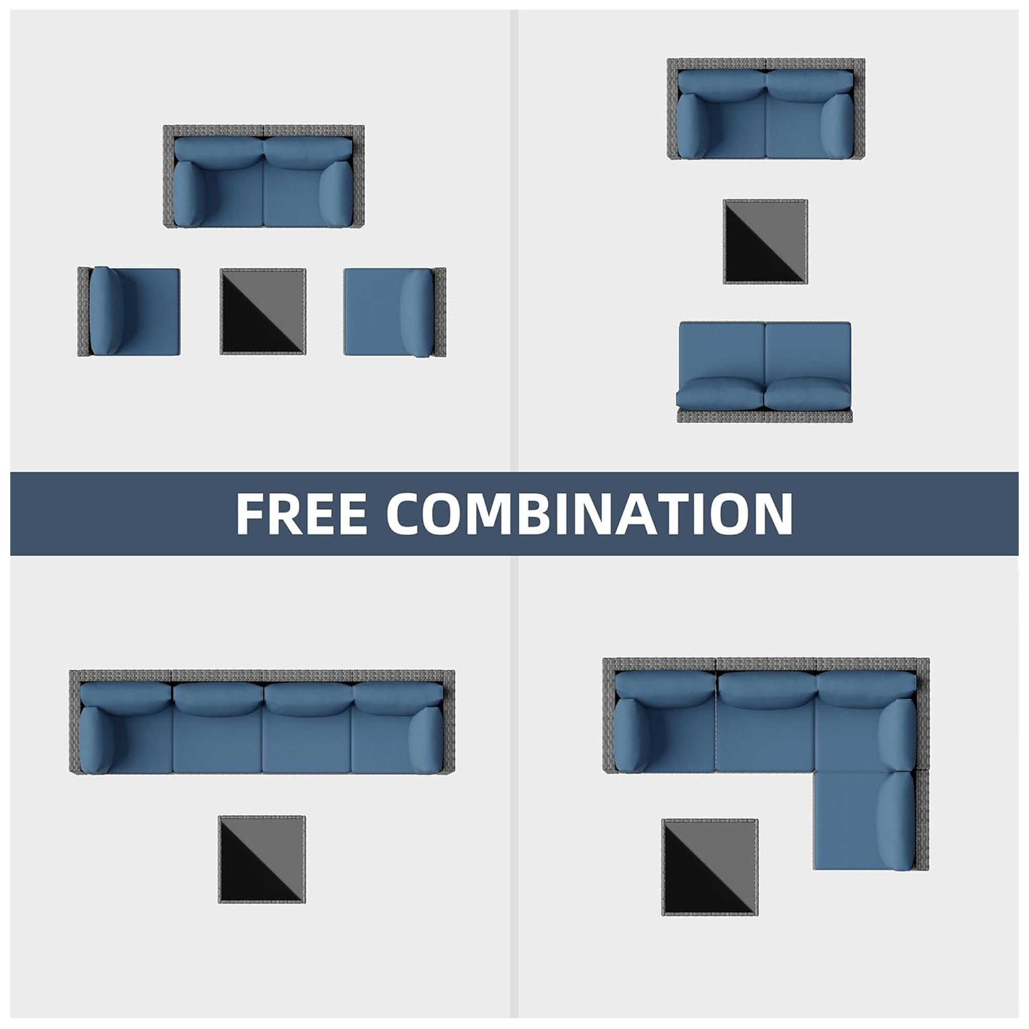 5-Piece Patio Conversation Set with Sectional Sofa and Coffee Table