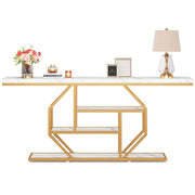 70.9" Extra Long Console Table with 4-Tier Open Shelves