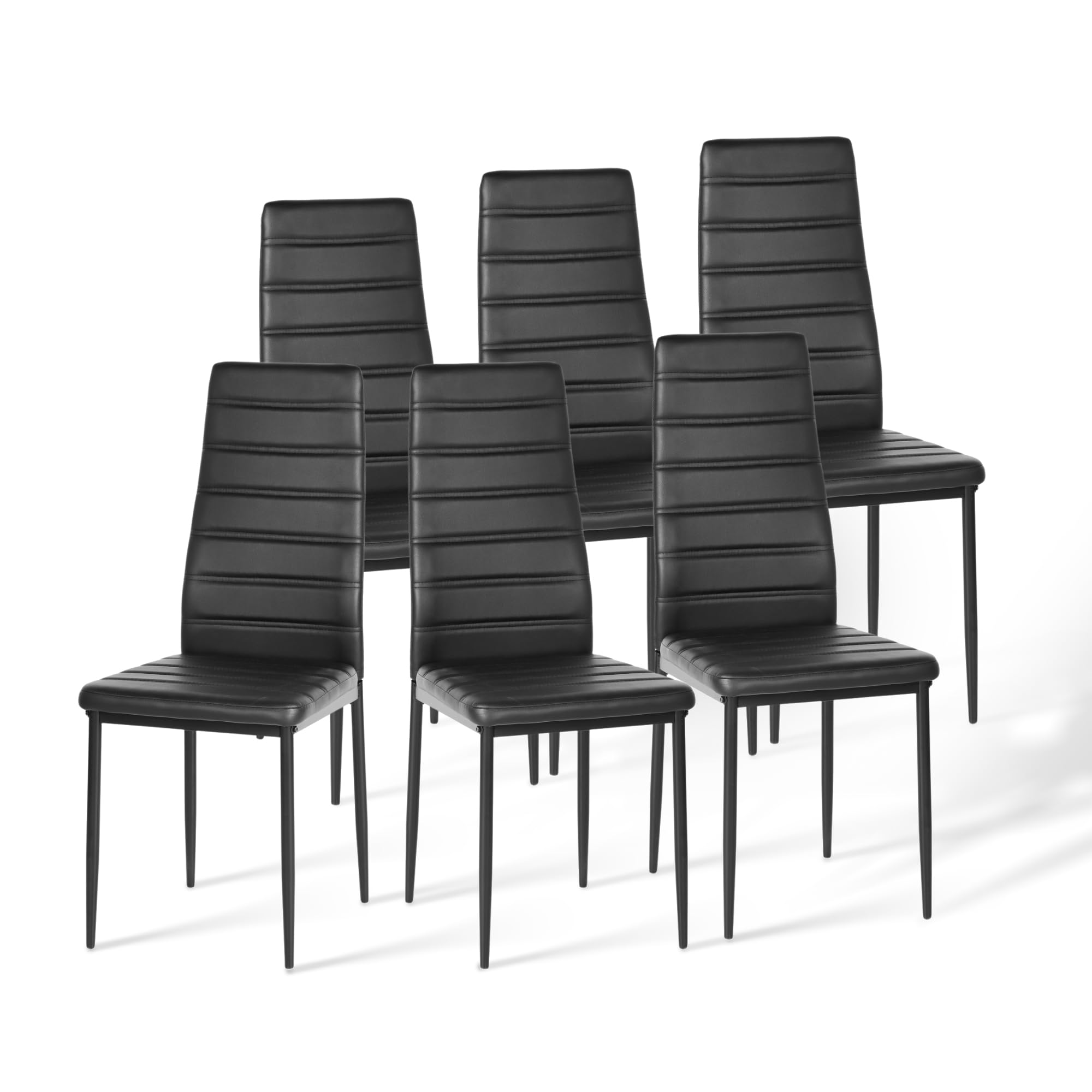 Set of 6 Faux Leather Dining Chairs with High Back
