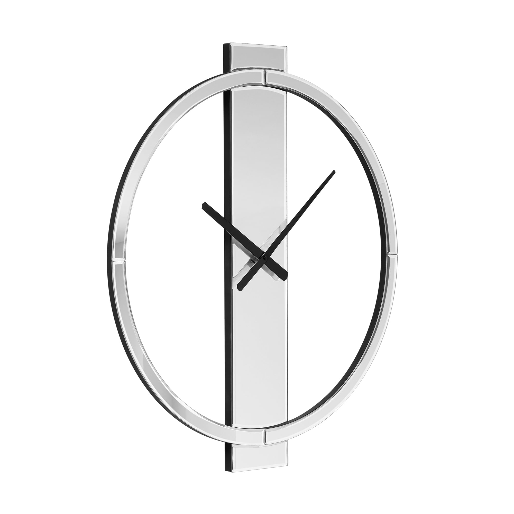 Mirrored Wall Clock 23" Round Contemporary Design