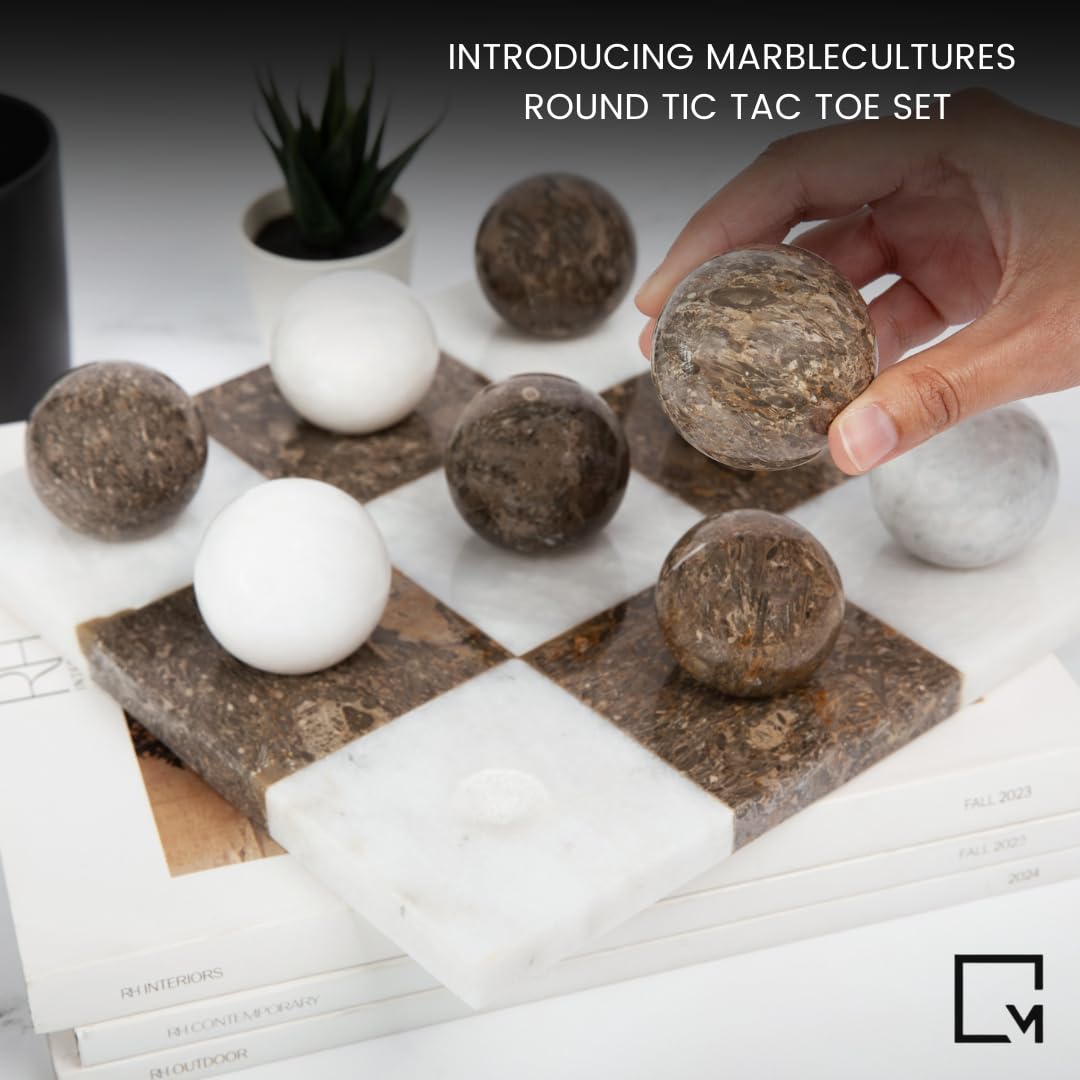 Round Marble Tic Tac Toe Game Set