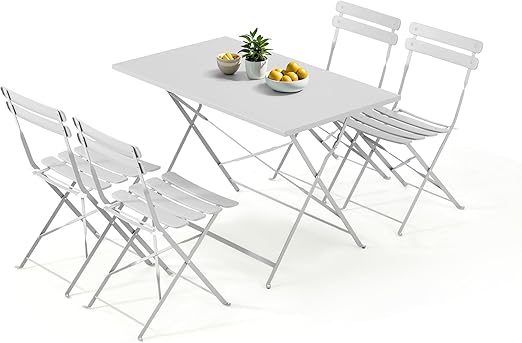 5-Piece Foldable Patio Dining Set - Rectangular Table with 4 Chairs
