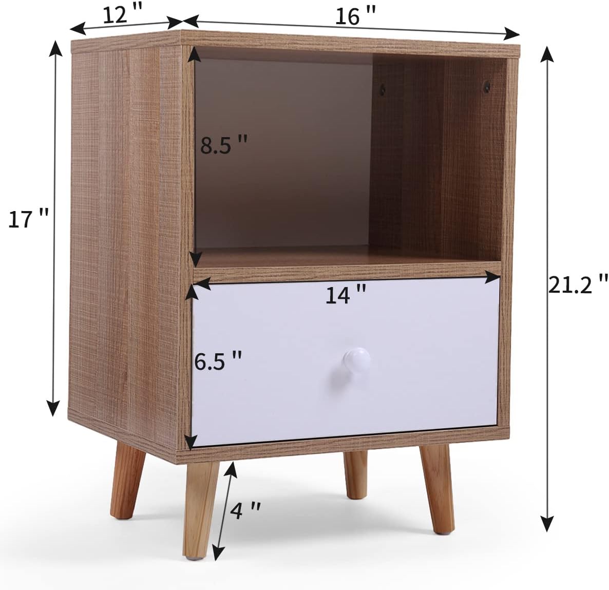 Modern Wood Nightstand with Drawer