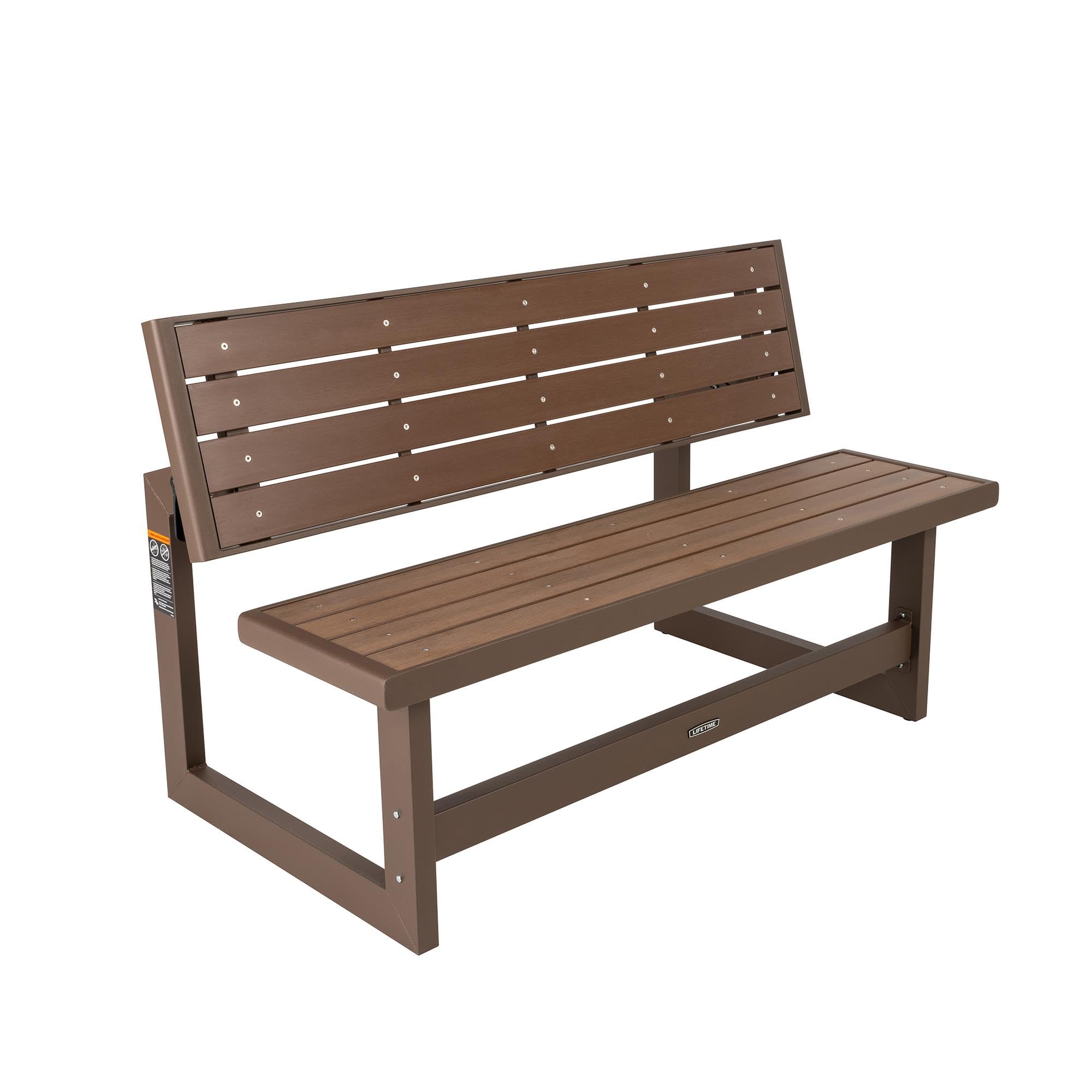 LIFETIME 60139 Outdoor Convertible Bench, 55 Inch, Mocha Brown