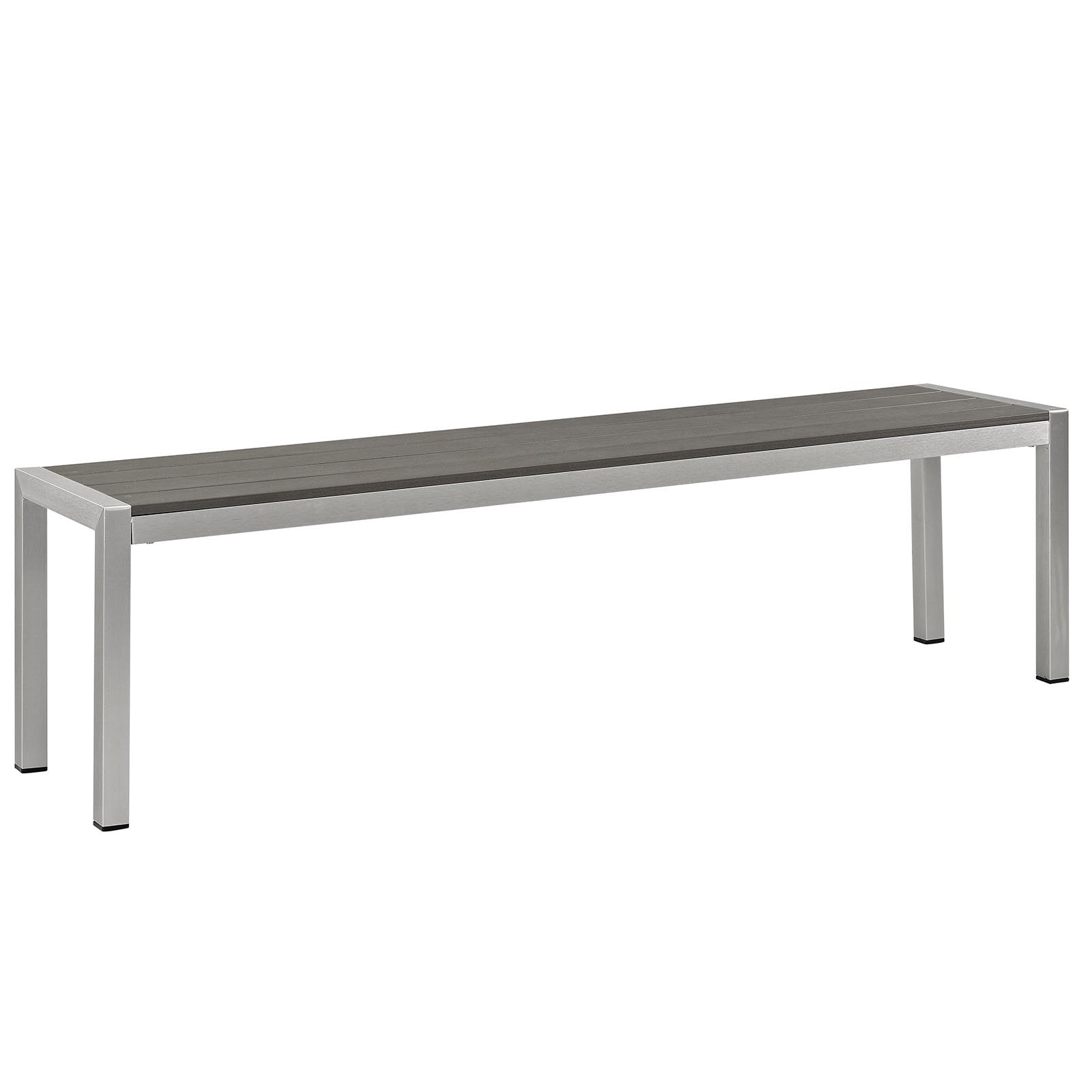 Aluminum Outdoor Patio Bench Silver Gray