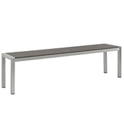 Aluminum Outdoor Patio Bench Silver Gray