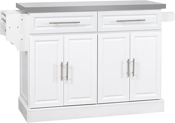 Rolling Kitchen Island Cart with Stainless Steel Top