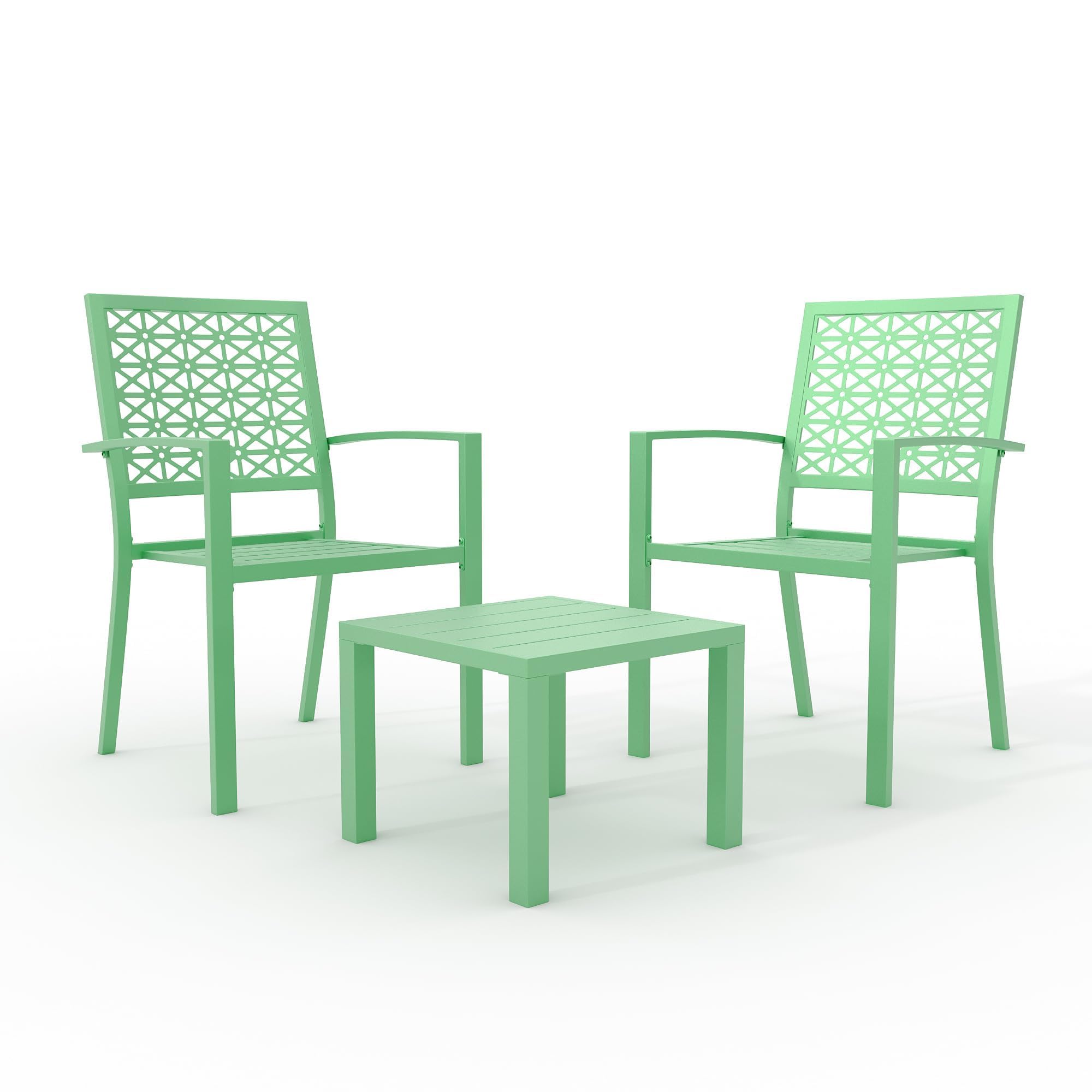 3-Piece Patio Bistro Set with Stackable Chairs