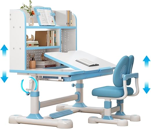 Height Adjustable Kids Desk and Chair Set