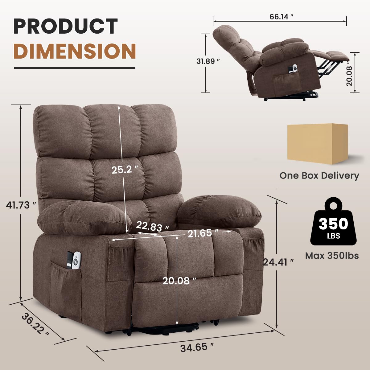 Electric Power Lift Recliner with Massage and Heat
