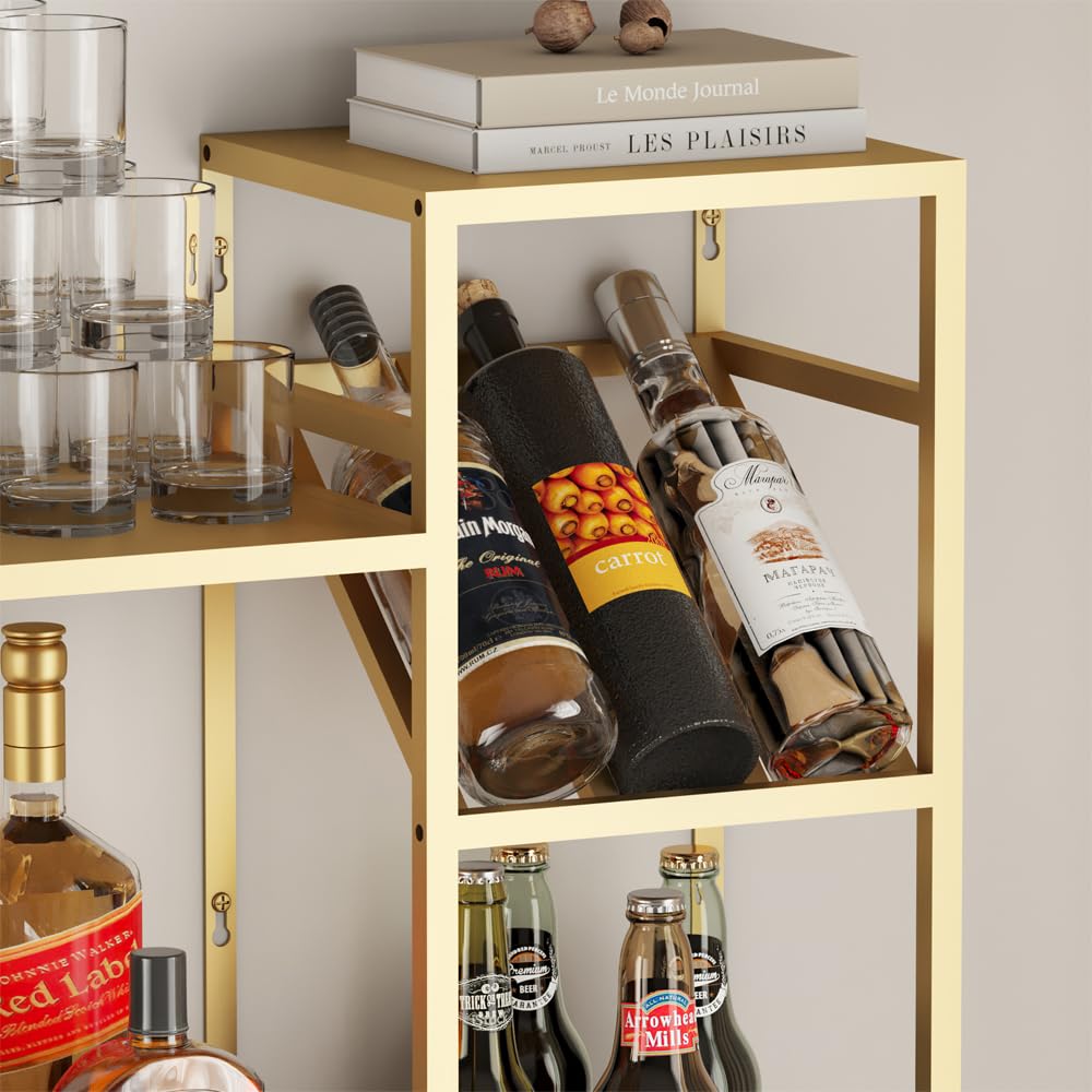 2-Tier Wall Mounted Wine Rack with Glass Holder