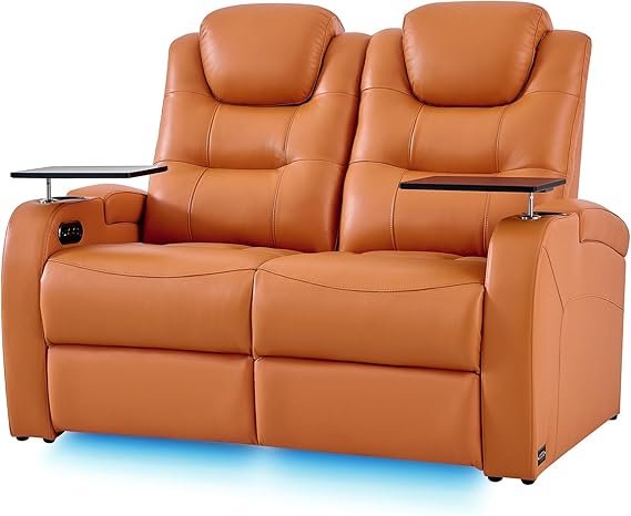 Top Grain Nappa Leather Power Recliner Home Theater Seating - Row of 5