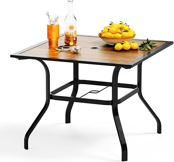 37" Square Patio Dining Table with Umbrella Hole