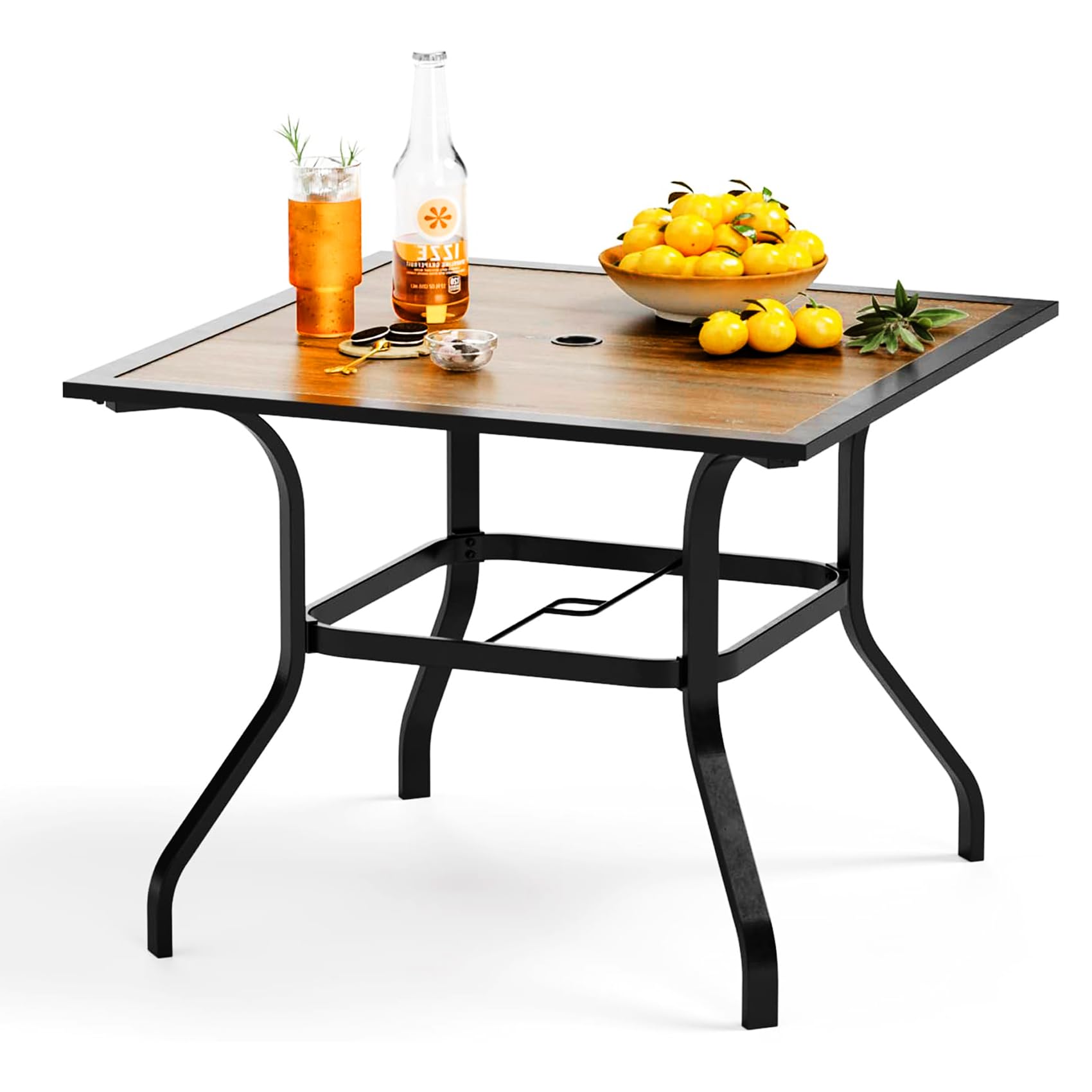 37" Square Patio Dining Table with Umbrella Hole