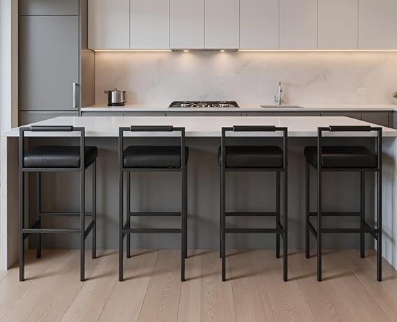 Modern Linen Bar Stools Set of 4 - 30 Inch Counter Height