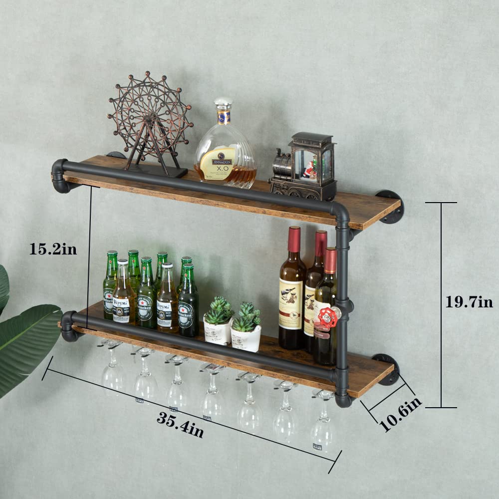 Wall-Mounted Wine Rack with Glass Holder