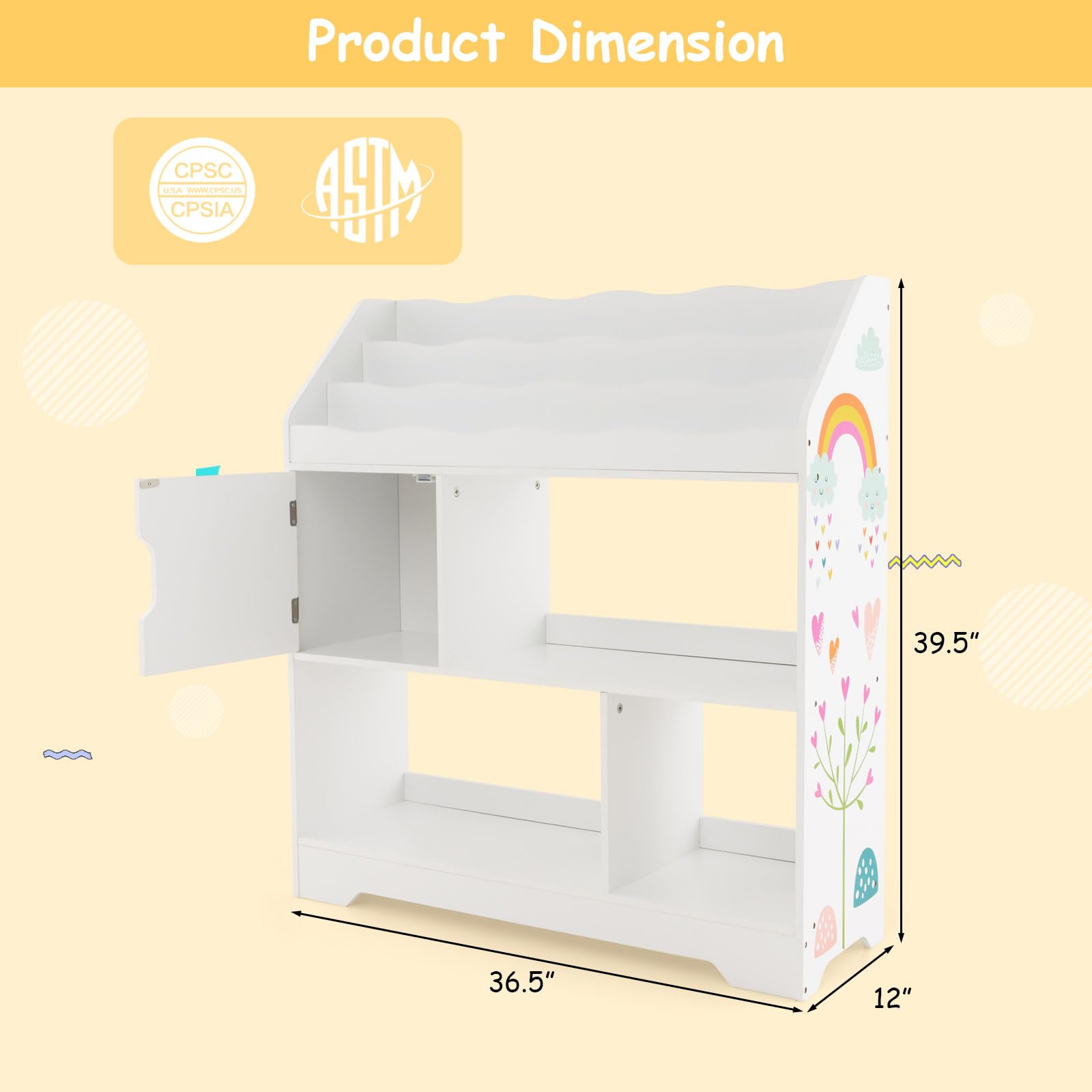 Kids Bookshelf and Toy Storage Organizer