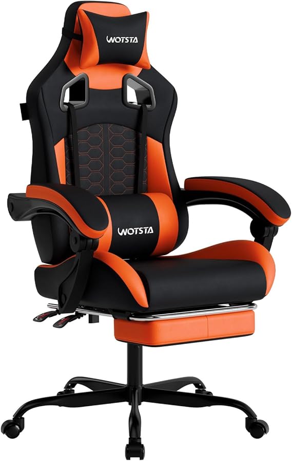 Ergonomic Gaming Chair with Massage and Footrest