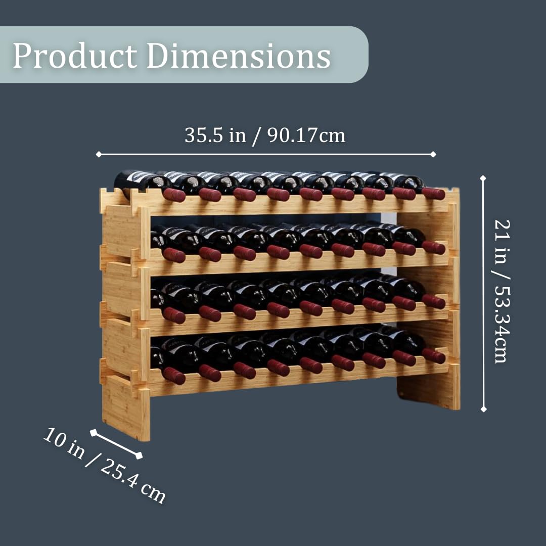 36 Bottle Bamboo Stackable Wine Rack