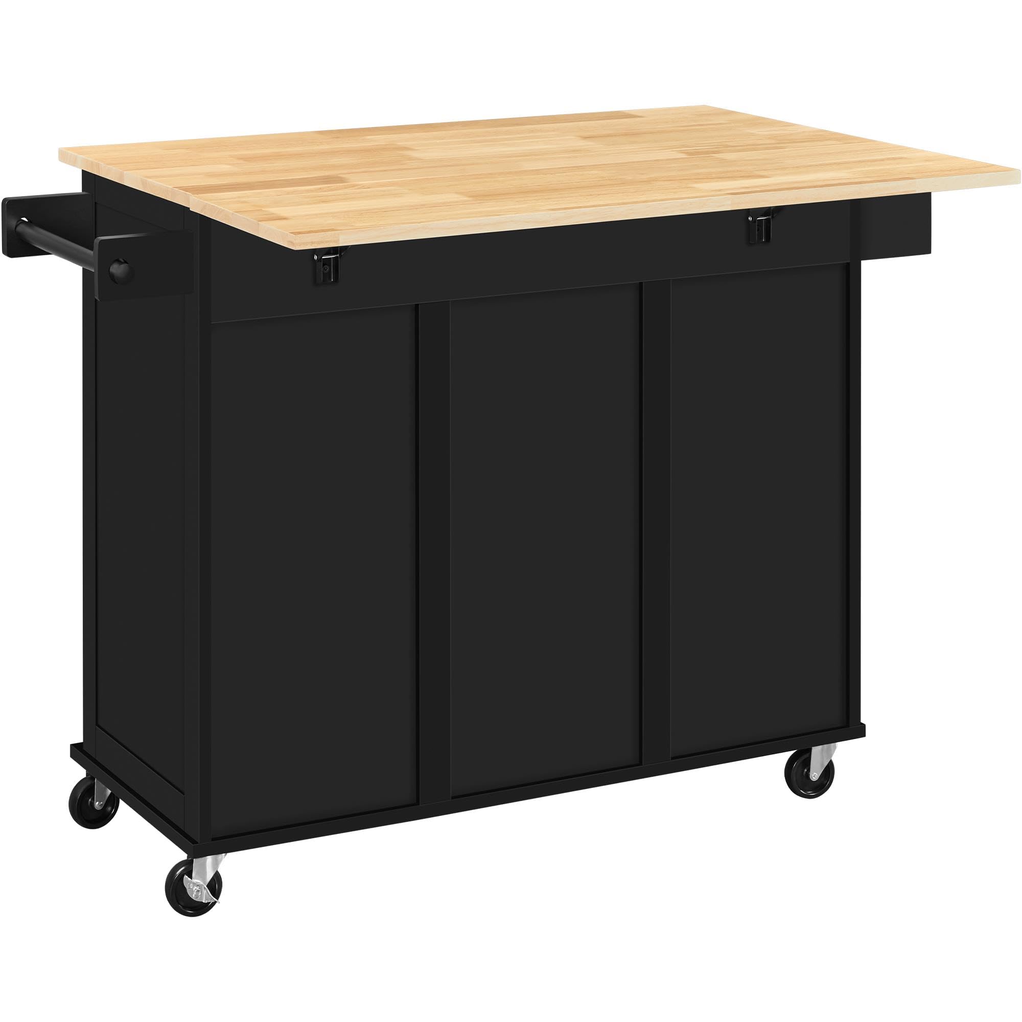 Kitchen Island Cart with Drop Leaf 49 Inch Rolling Table