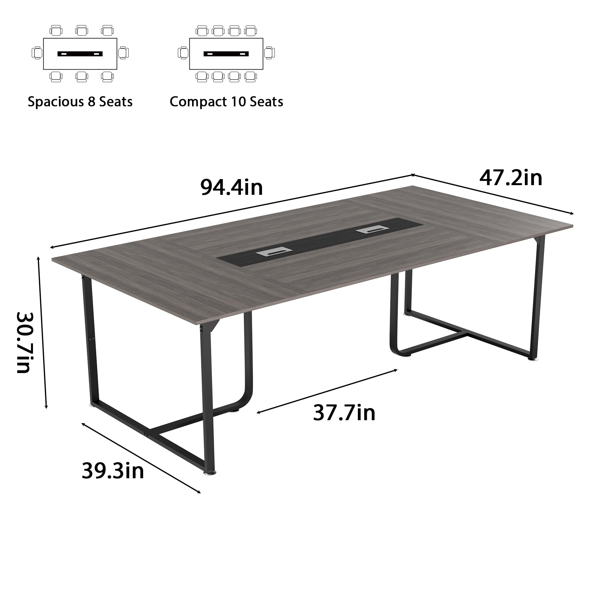 8FT Conference Table with Grommet and Adjustable Foot Pads