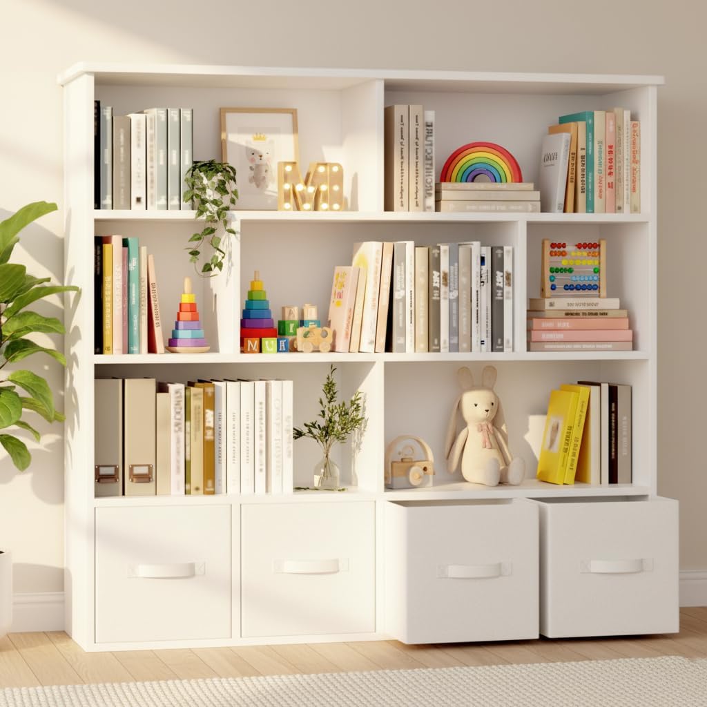 47" Toy Storage Organizer with 7 Cubbies and 4 Drawers