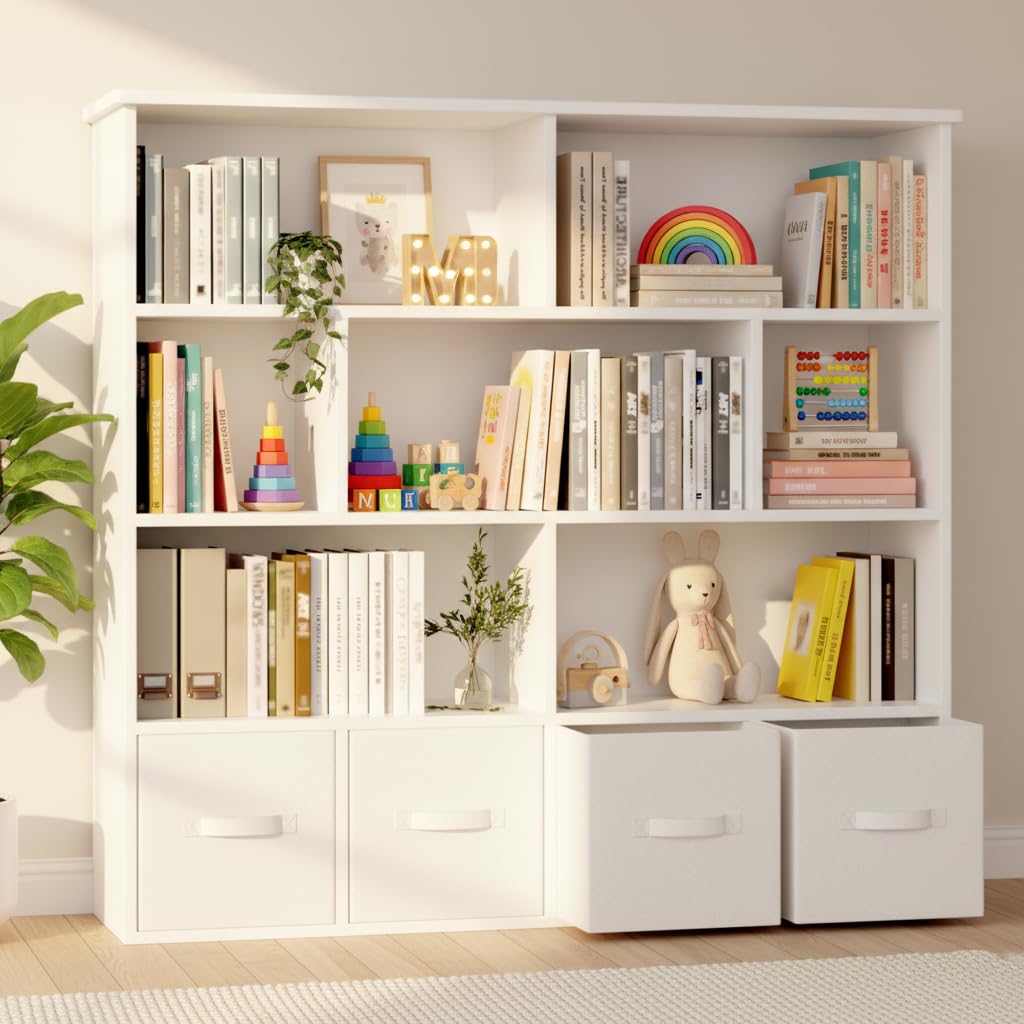 47" Toy Storage Organizer with 7 Cubbies and 4 Drawers