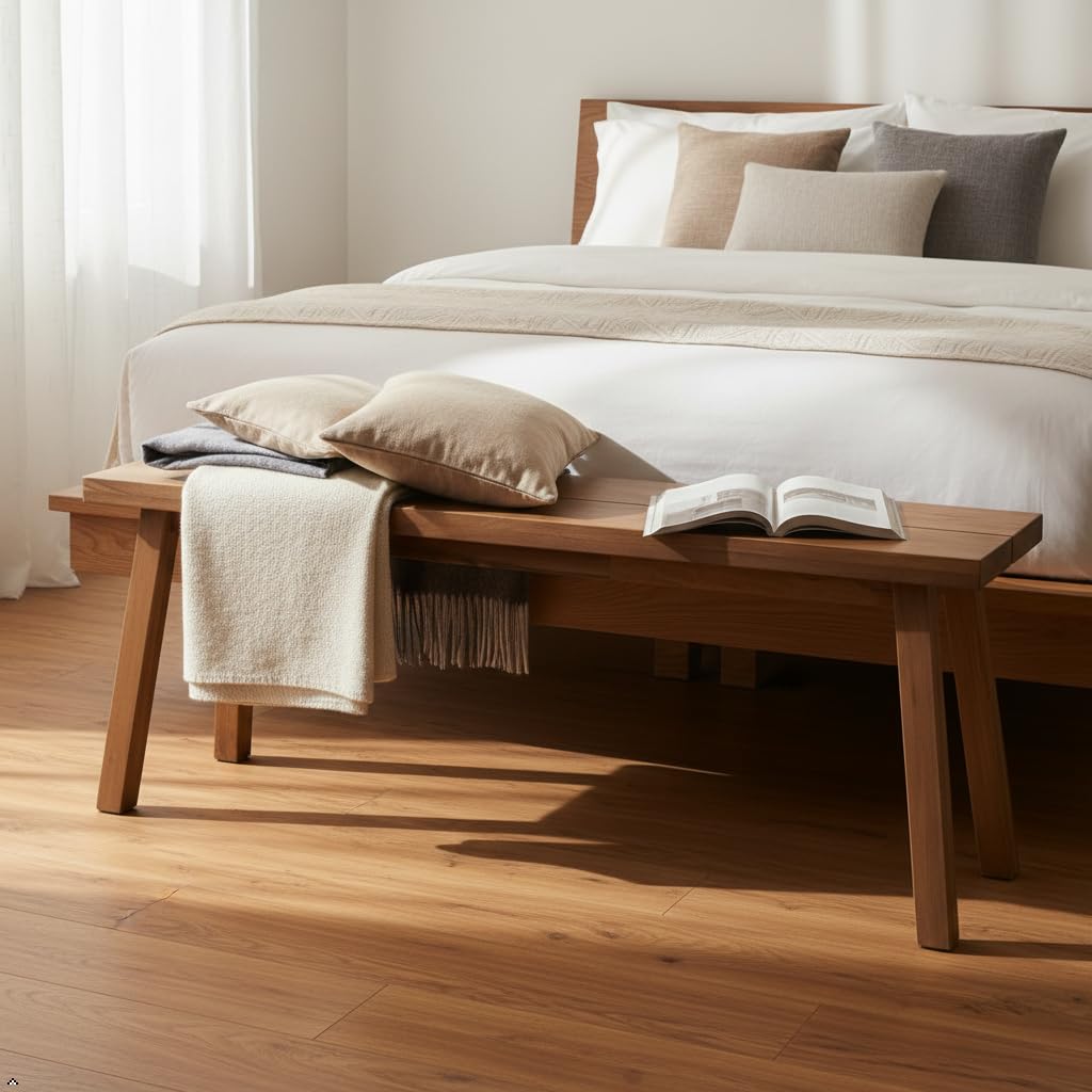 Acacia Wood Bench for Entryway and Living Room