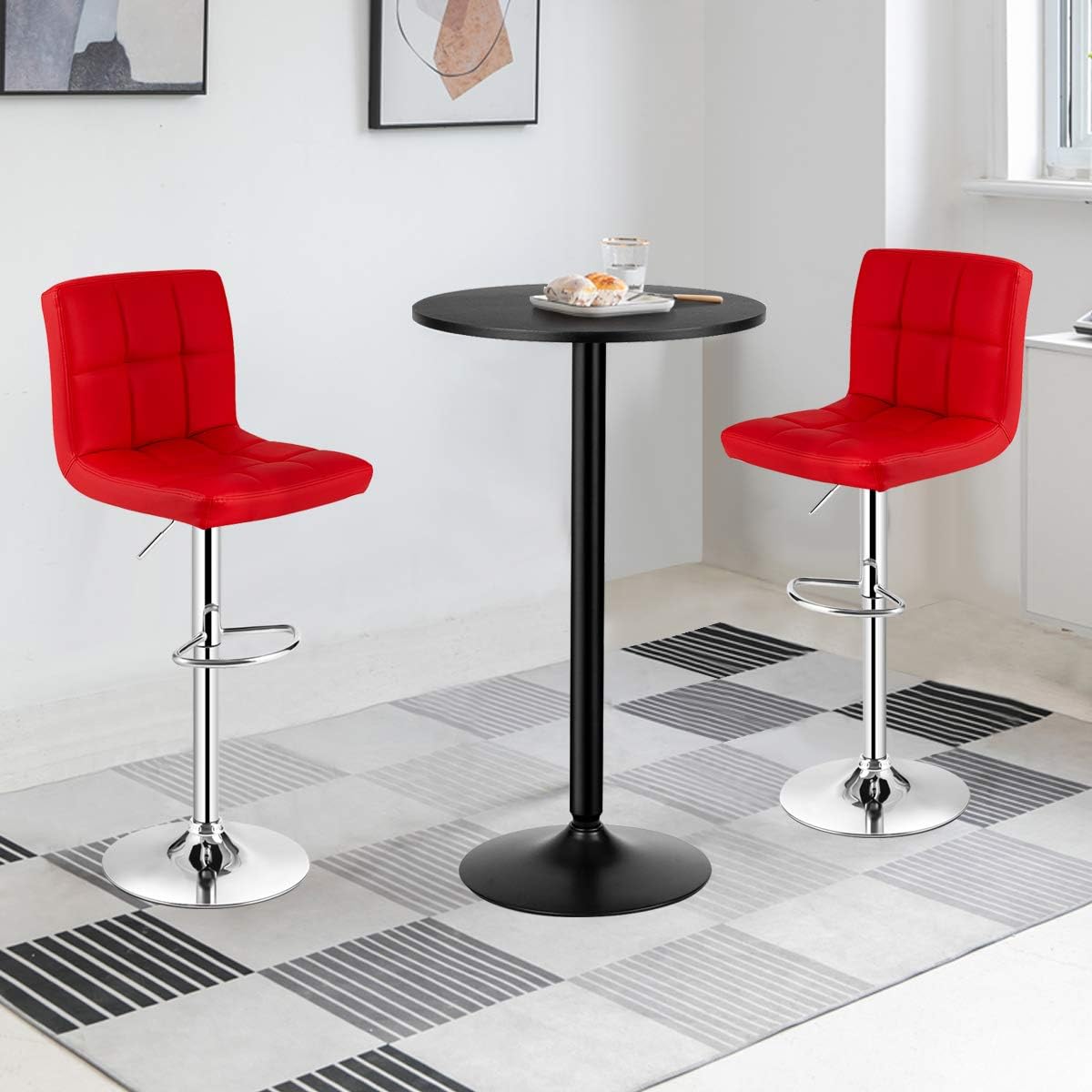 3-Piece Bar Table Set with Adjustable Swivel Chairs