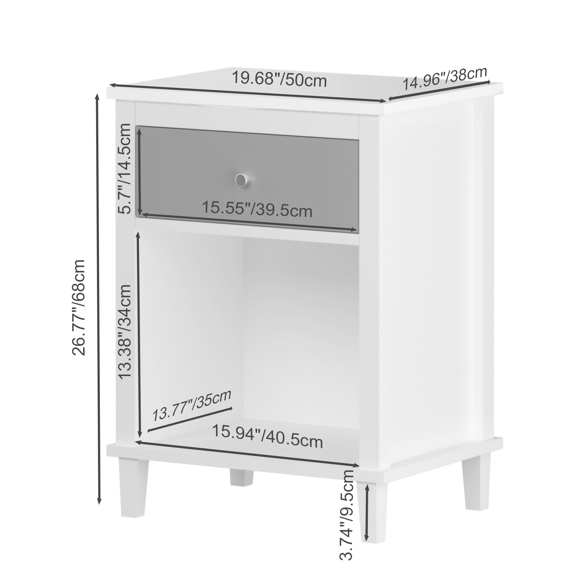Kids Nightstand with Drawer and Storage Shelf