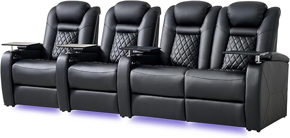 Power Reclining Home Theater Chair with LED Lighting