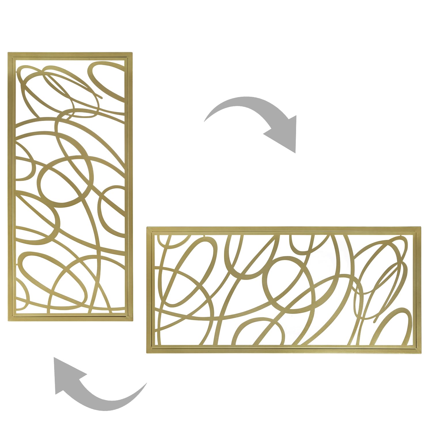 44" x 22" Large Gold Metal Abstract Laser Cut Wall Art Panel