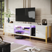 TV Stand for 75-85 Inch TVs with LED Lights and Storage