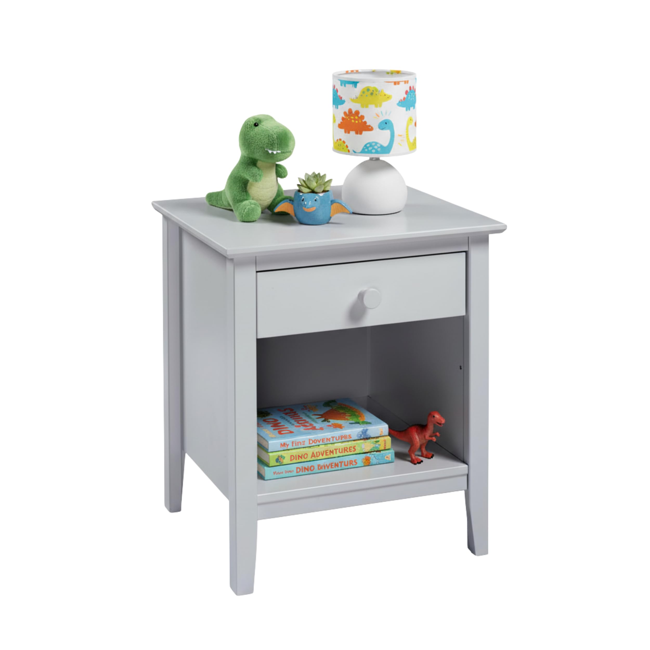 Wooden Nightstand with Drawer and Storage