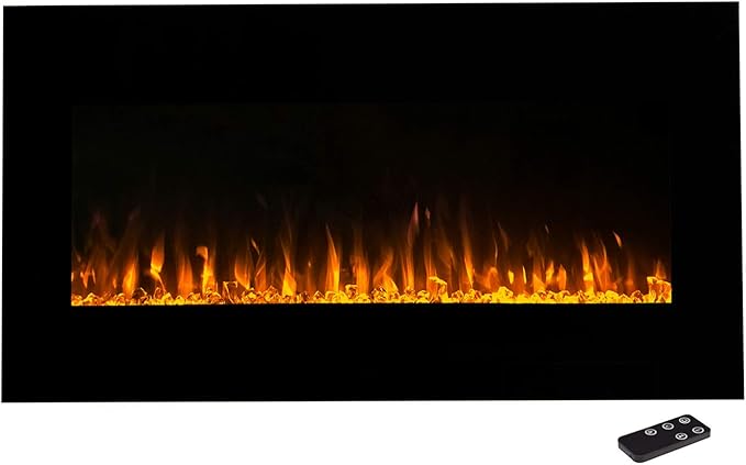 30 Inch Wall Mounted Electric Fireplace with LED Flames and Remote