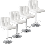 Adjustable Swivel Bar Stools Set of 4 with Back