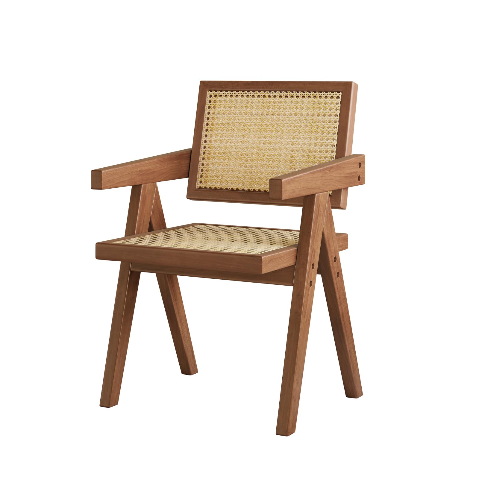 Mid Century Modern Rattan Dining Chairs Set of 2