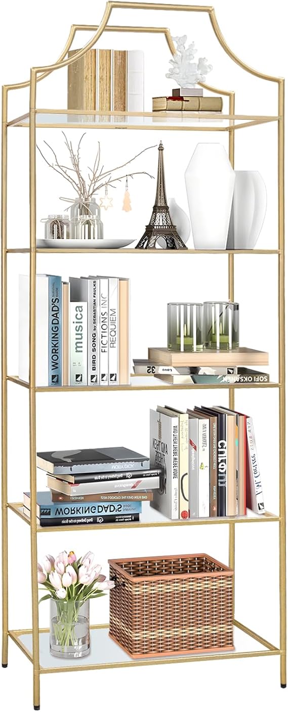 4 Tier Metal Bookshelf Tall Storage Display