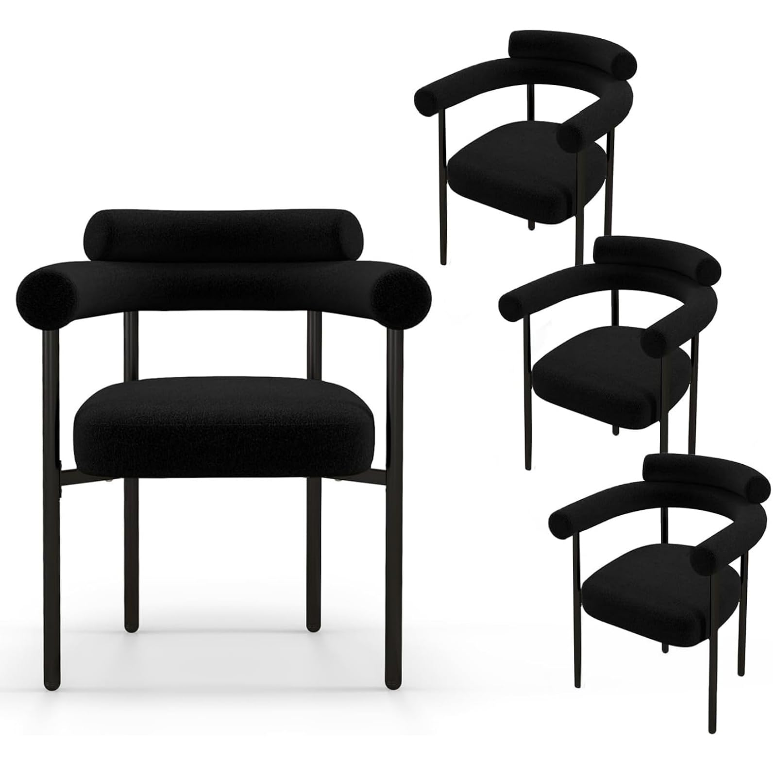 Black Dining Chairs Set of 4 with Arms