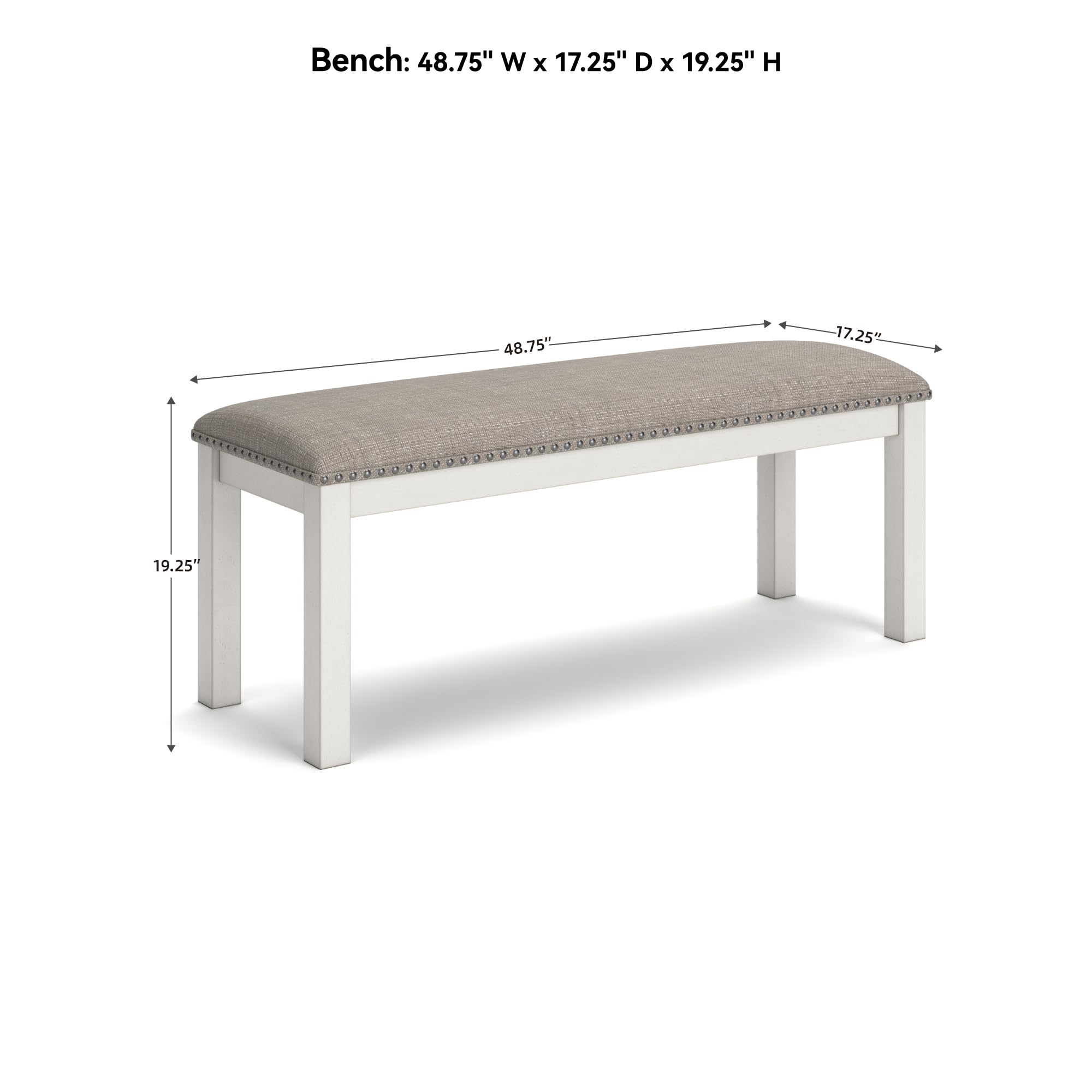 Robbinsdale Upholstered Dining Bench 48" Light Gray & White