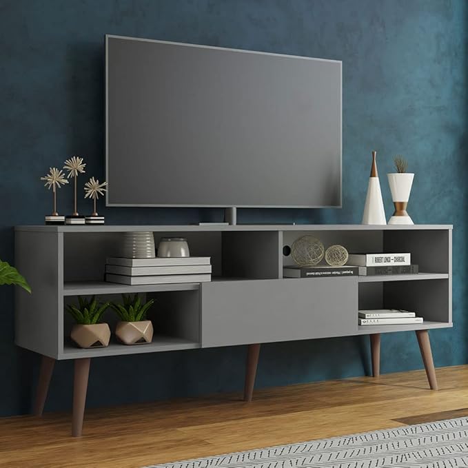 Modern TV Stand with Storage and Cable Management