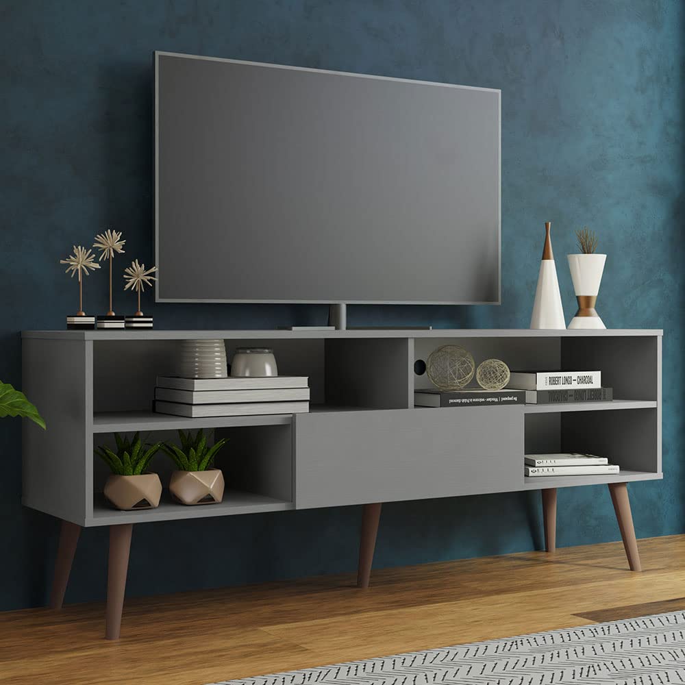 Modern TV Stand with Storage and Cable Management