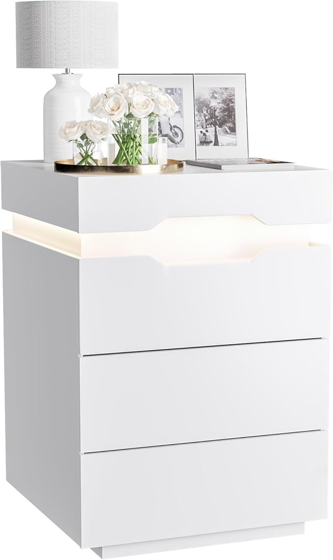 LED Nightstand with Charging Station