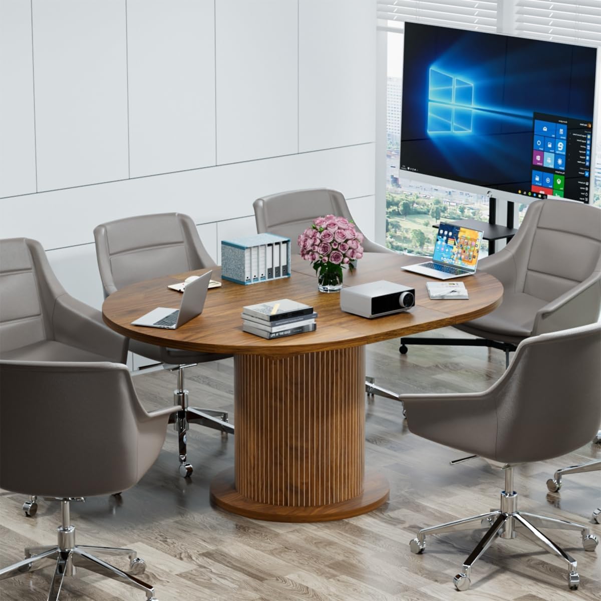 Adjustable Round Conference Table 4-6 People